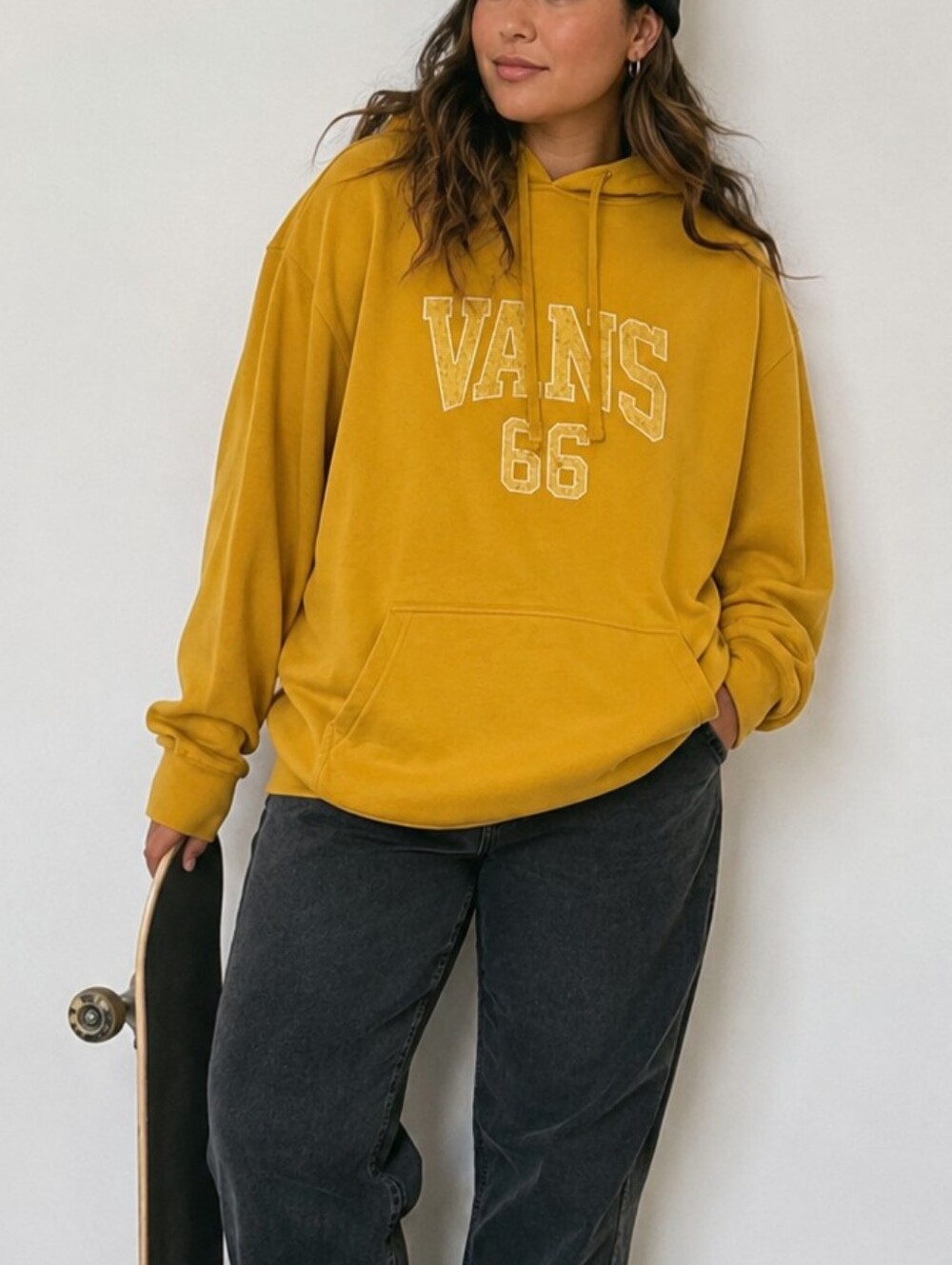 Vans 66 Pullover Hoodie XL Mustard Yellow Oversized Streetwear Sweatshirt NWT
